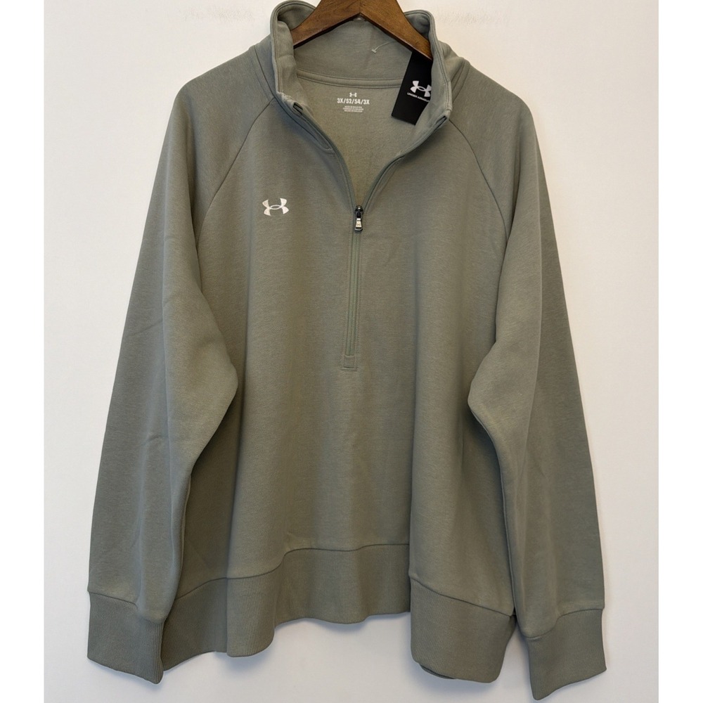 Under Armour Rival Fleece 1/2 Zip Sweatshirt NWT 3X Green Loose Fit 1382122 New